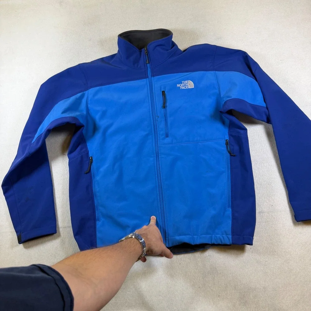 The North Face Mens Apex Bionic Softshell Jacket Blue Full Zip Windproof Large